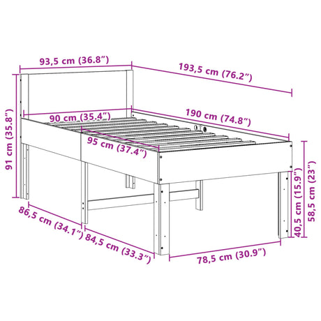 Bed Frame Without Mattress Single Solid Wood Pine
