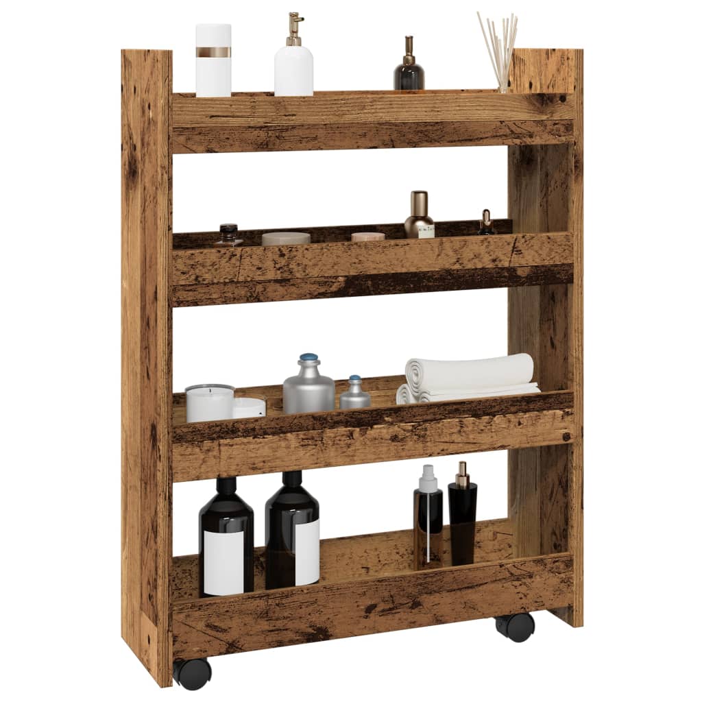 Narrow Storage Trolley 4 Tier Engineered Wood