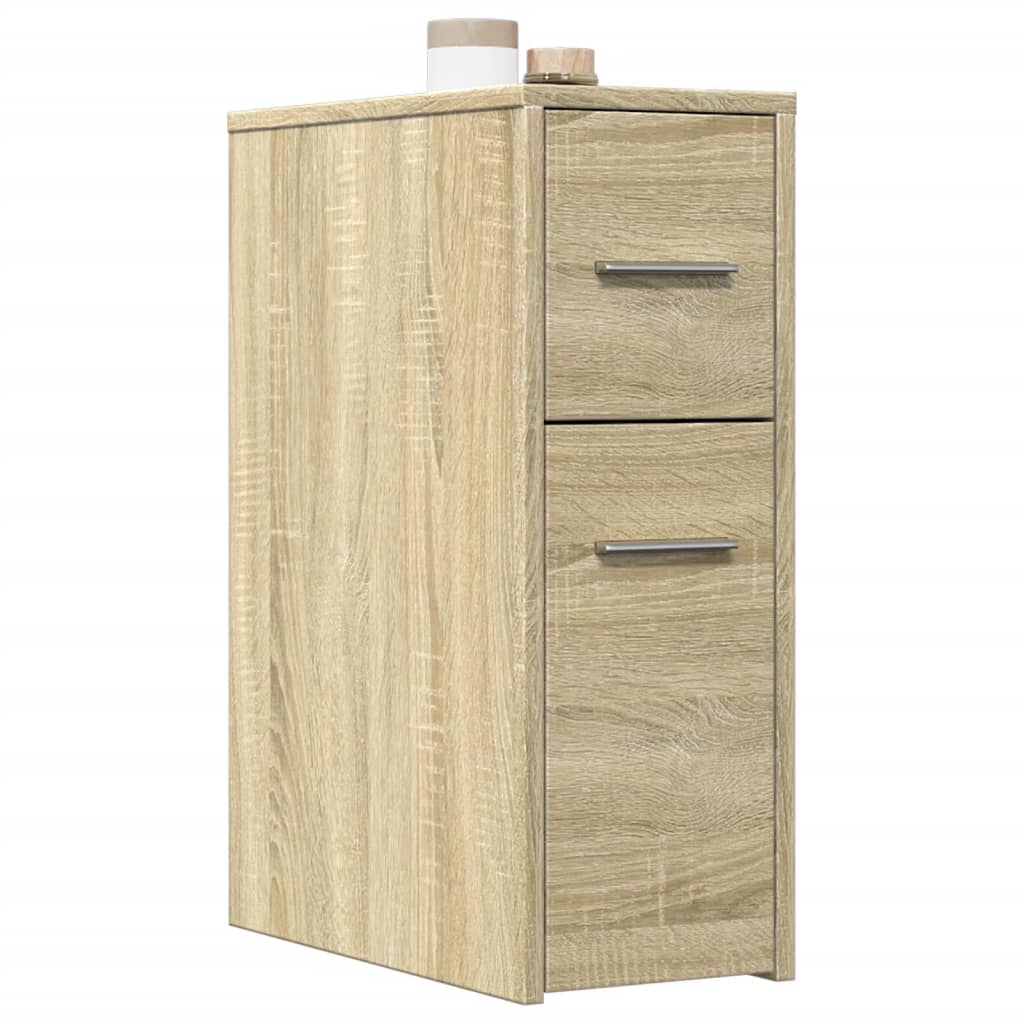 Narrow Bathroom Cupboard With Wheels Engineered Wood