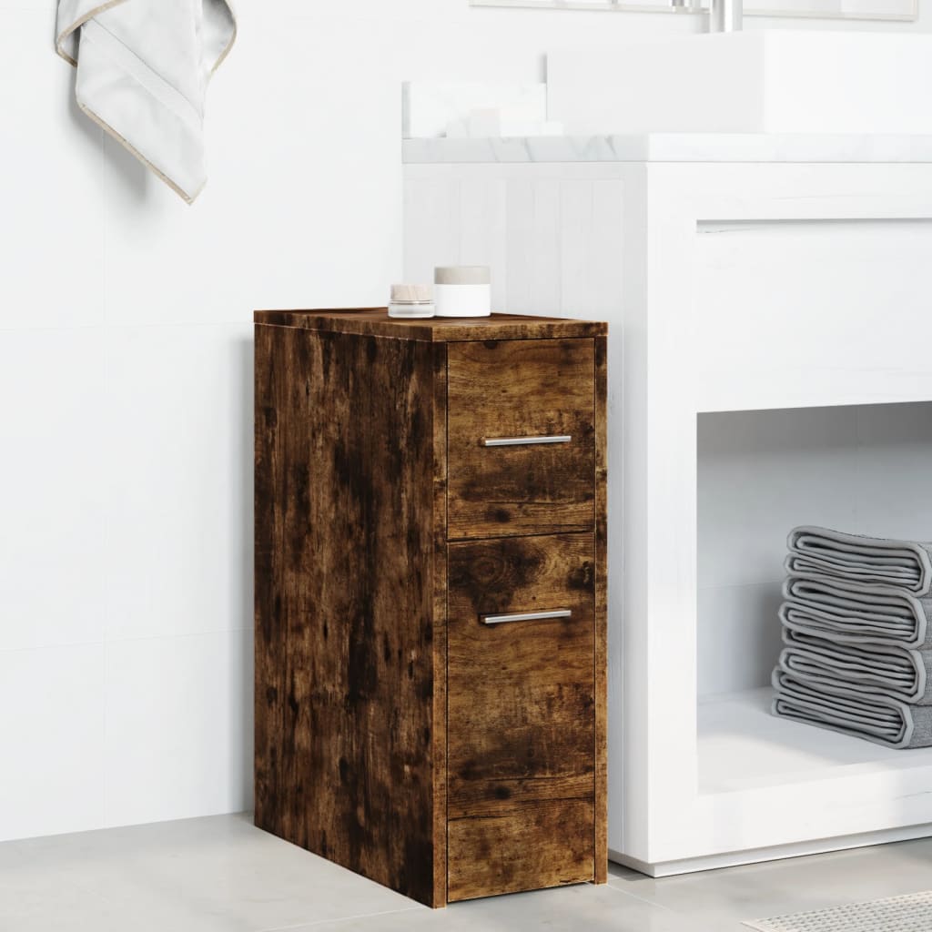 Narrow Bathroom Cupboard With Wheels Engineered Wood