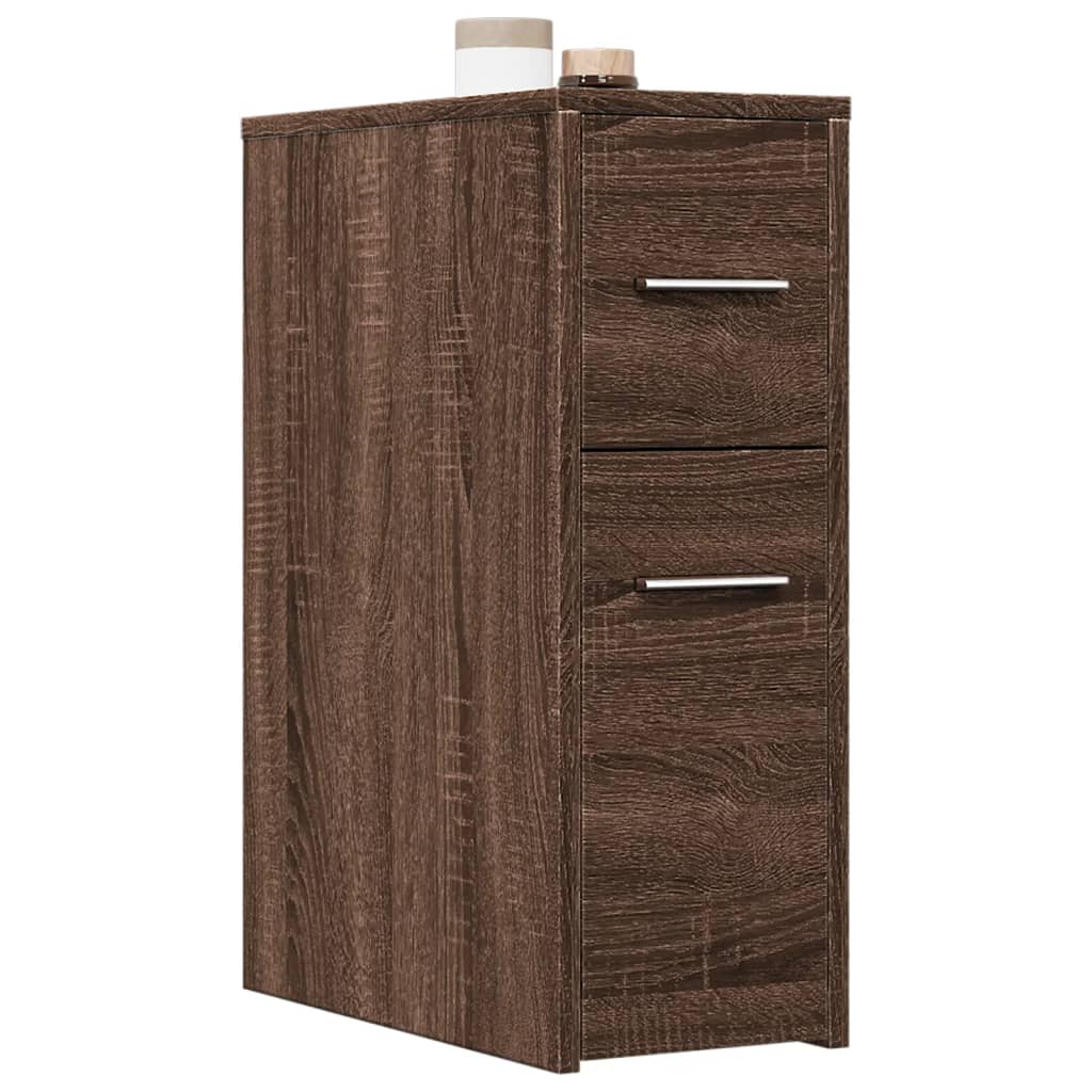 Narrow Bathroom Cupboard With Wheels Engineered Wood
