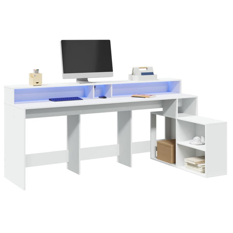 Desk With Led Lights 200X104X91 Cm Engineered Wood