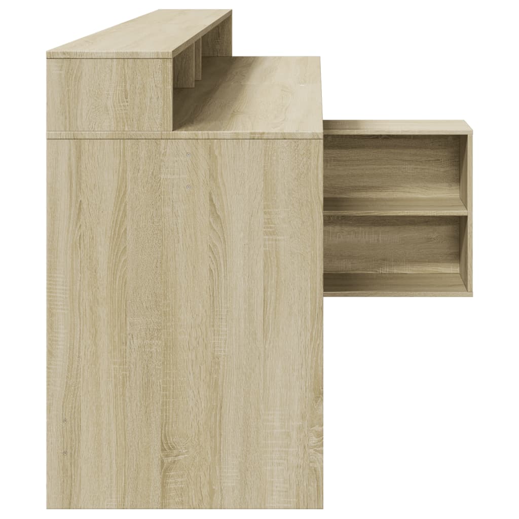 Desk With Led Lights 200X104X91 Cm Engineered Wood