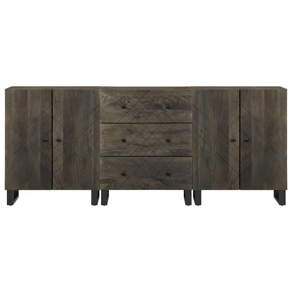 3 Piece Sideboards Black 60X33X75 Cm Solid Wood Mango