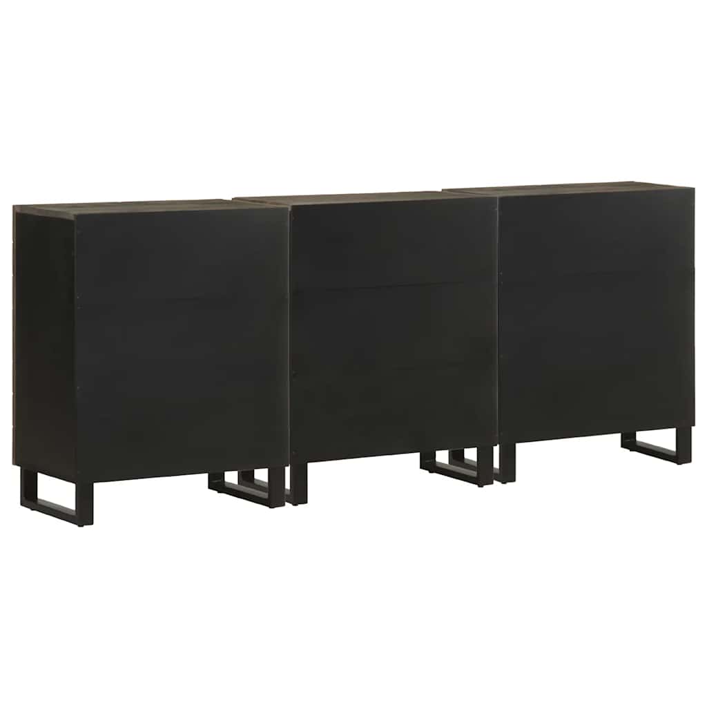 3 Piece Sideboards Black 60X33X75 Cm Solid Wood Mango