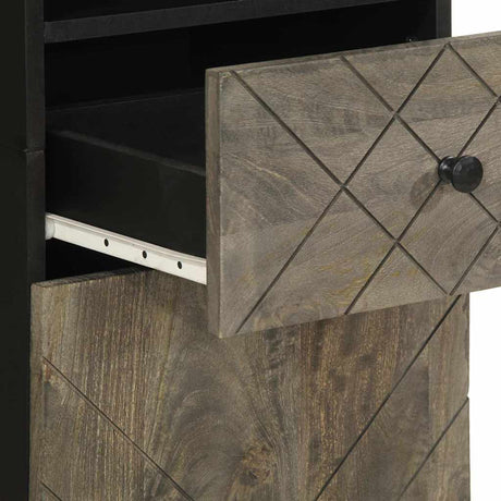 4 Piece Bathroom Furniture Set Black Solid Wood Mango