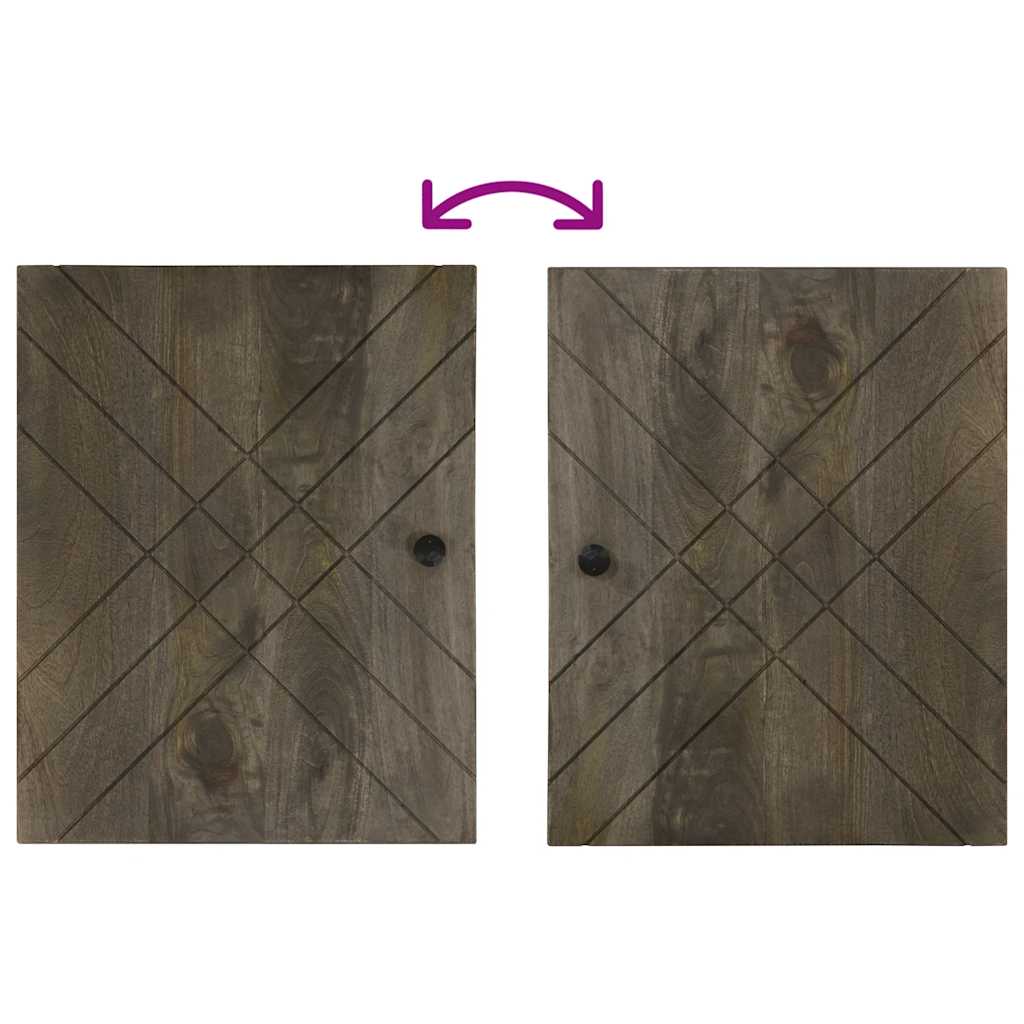 5 Piece Bathroom Furniture Set Black Solid Wood Mango