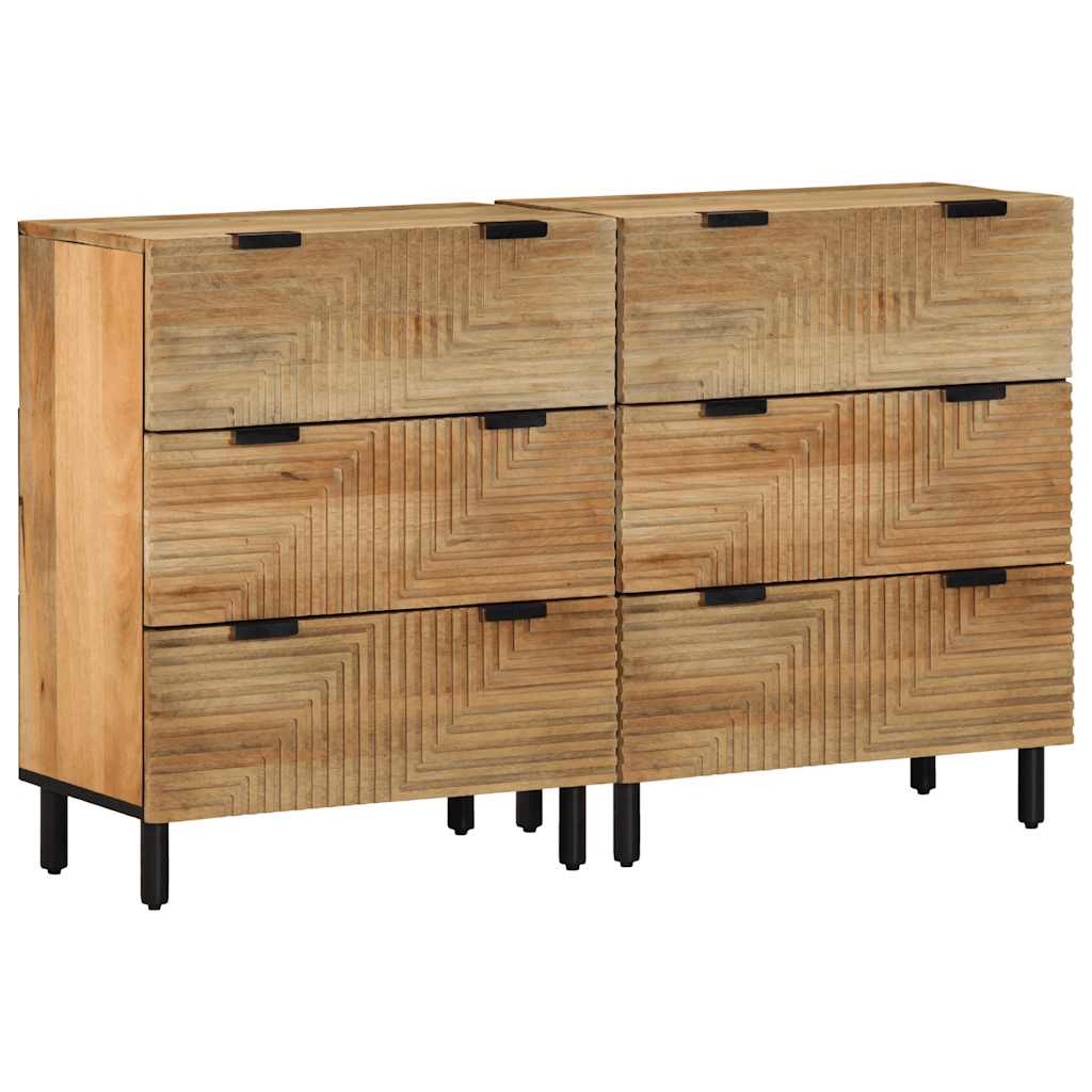 Sideboards 2 Pcs 60X33X75 Cm Solid Wood Mango