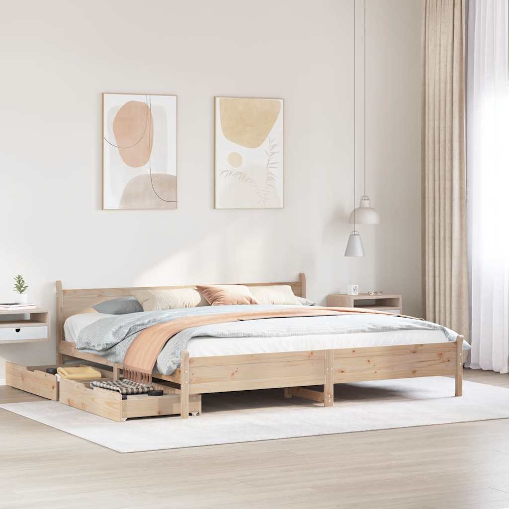 Bed Frame Without Mattress Solid Wood Pine