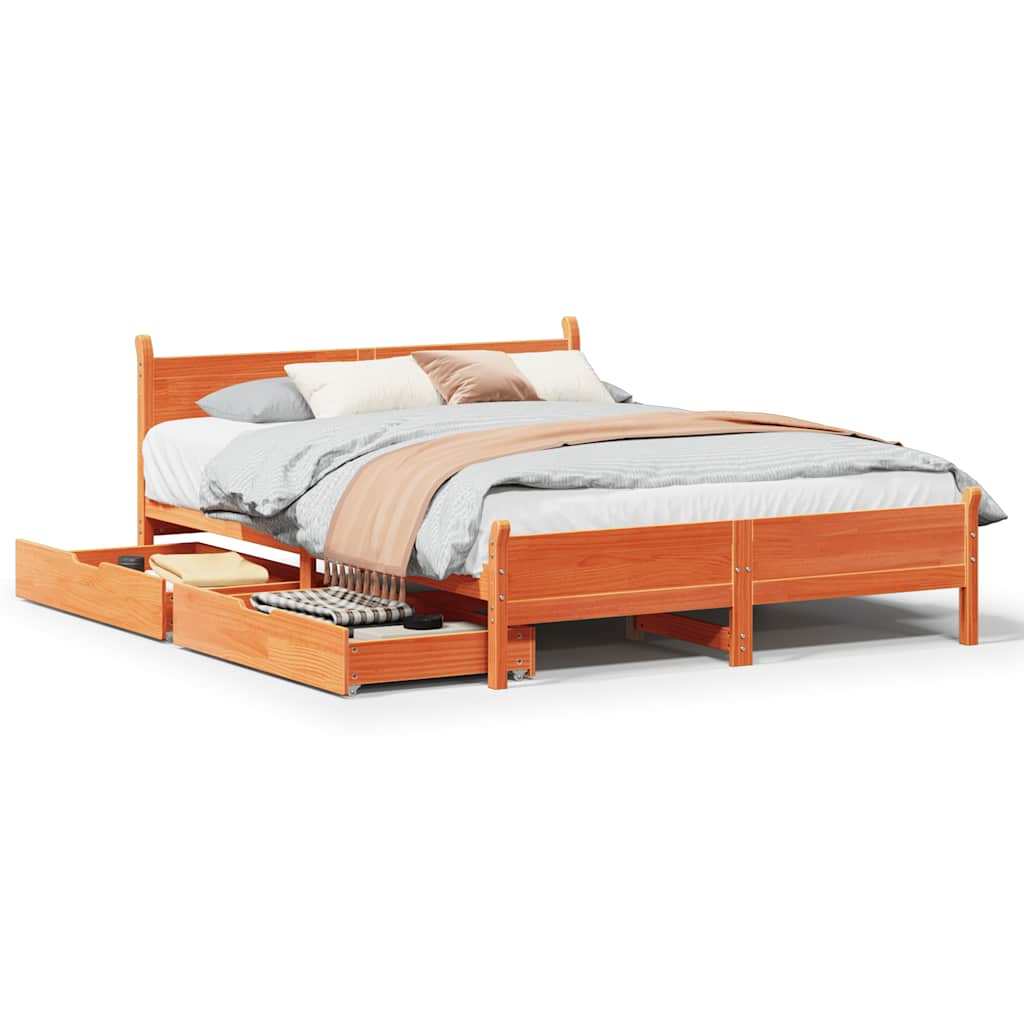 Bed Frame Without Mattress Solid Wood Pine