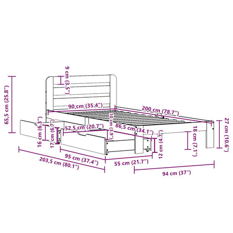 Bed Frame Without Mattress Solid Wood Pine