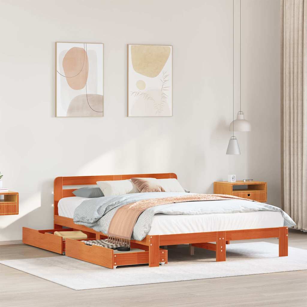 Bed Frame Without Mattress Solid Wood Pine