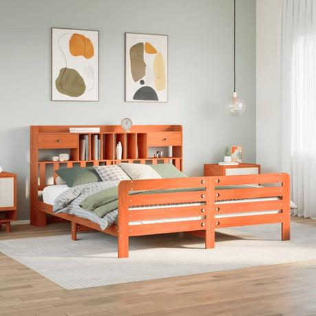 Bookcase Bed Without Mattress Solid Wood Pine