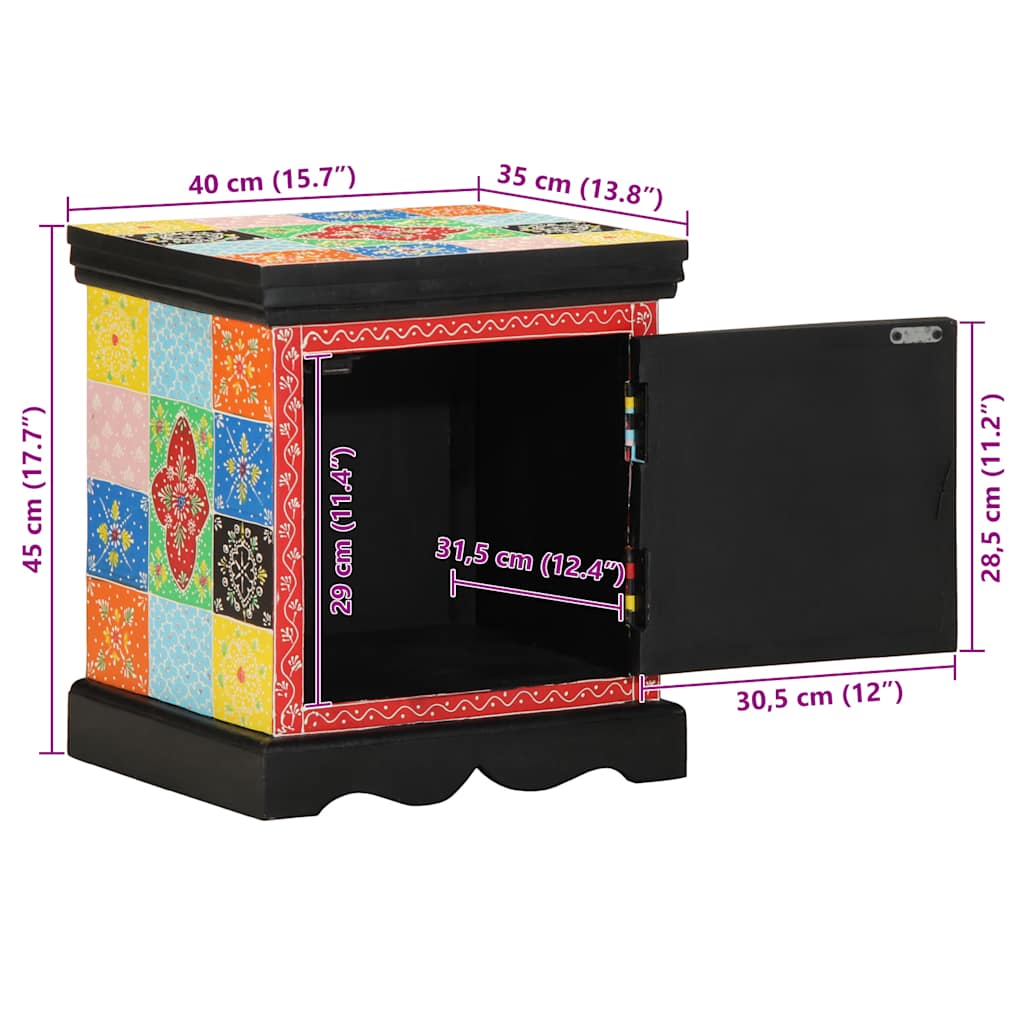 Bedside Cabinet 2 Pcs Multicolour 40X35X45 Cm Solid Wood Mango