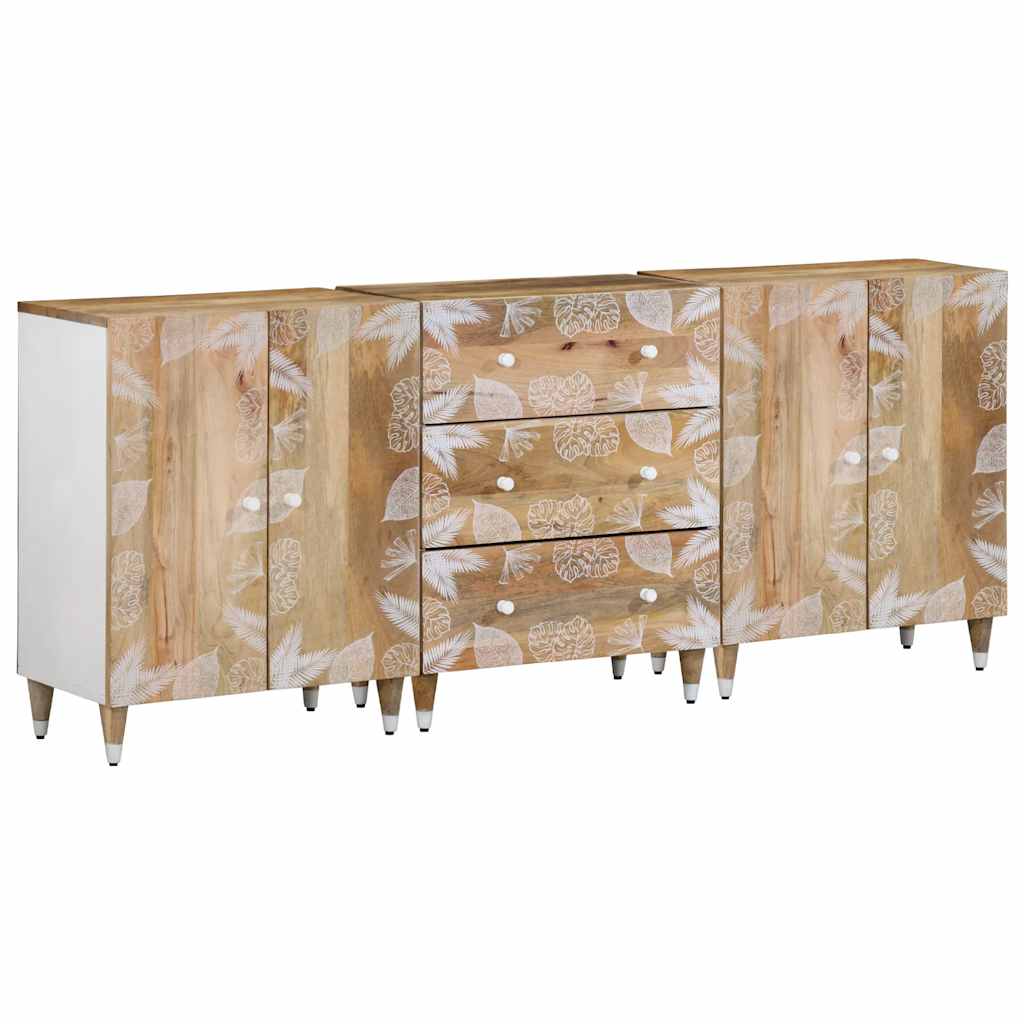 Sideboards 3 Pcs 60X33.5X75 Cm Solid Wood Mango