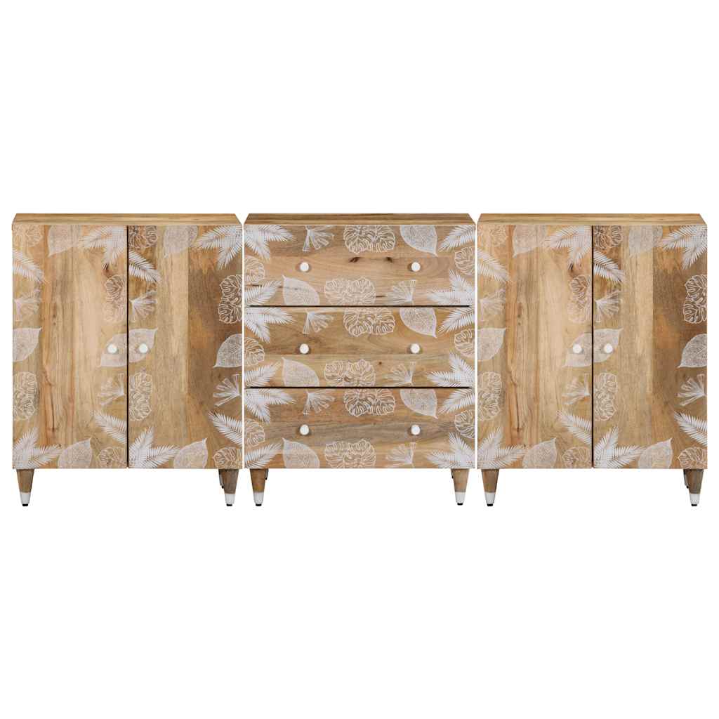 Sideboards 3 Pcs 60X33.5X75 Cm Solid Wood Mango