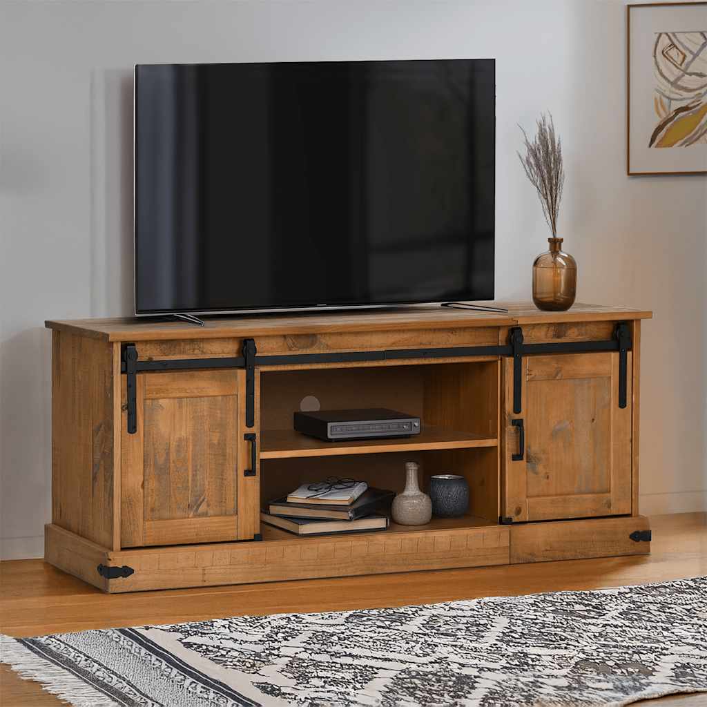 Tv Cabinet Halden 2 Sliding Doors 150X40X60 Cm Solid Wood