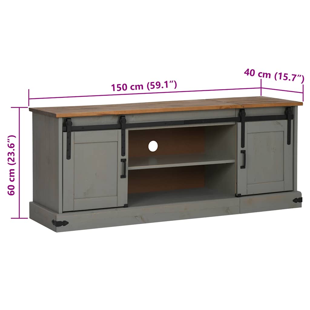 Tv Cabinet Halden 2 Sliding Doors 150X40X60 Cm Solid Wood
