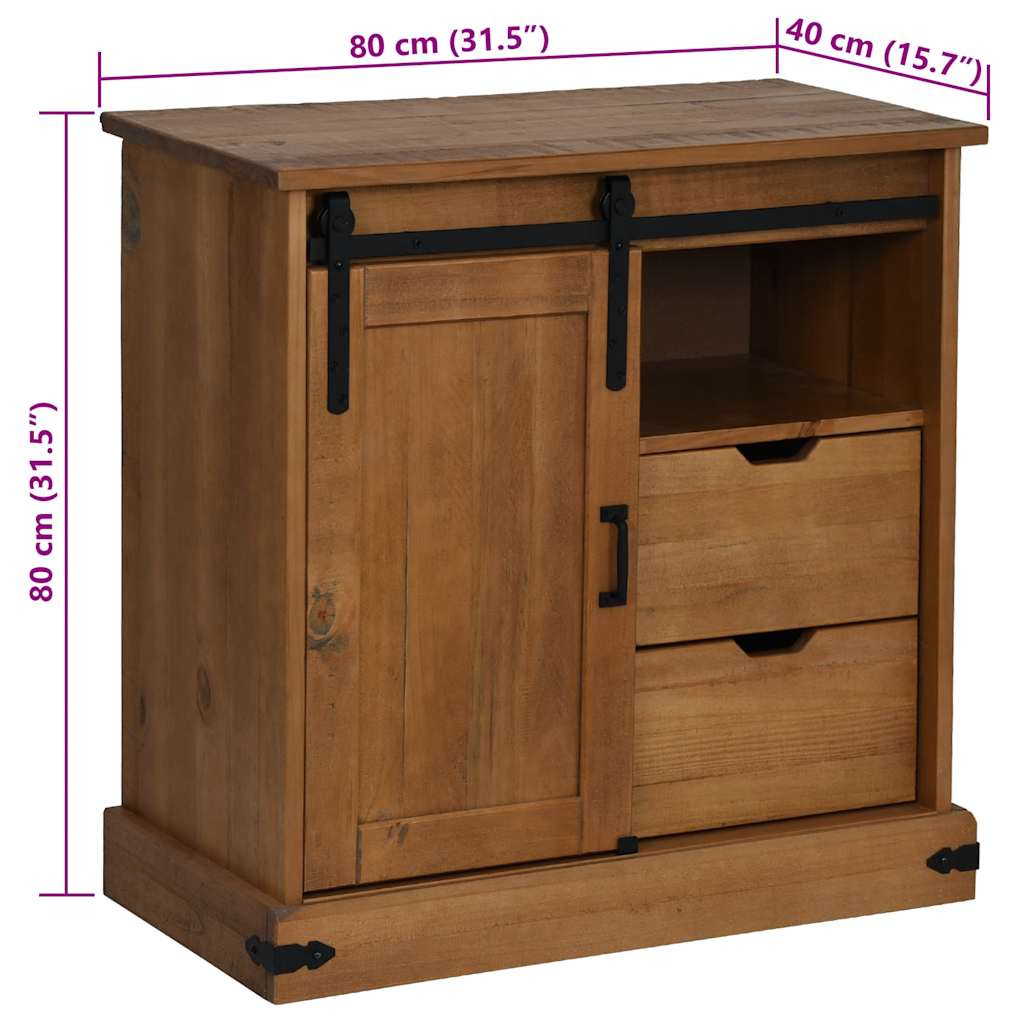 Sideboard Halden With Sliding Door 80X40X80 Cm Solid Wood