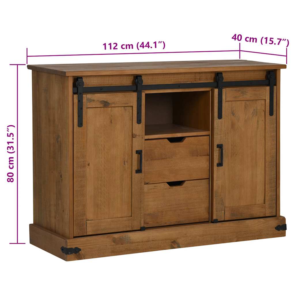 Sideboard Halden 2 Sliding Doors 112X40X80 Cm Solid Wood