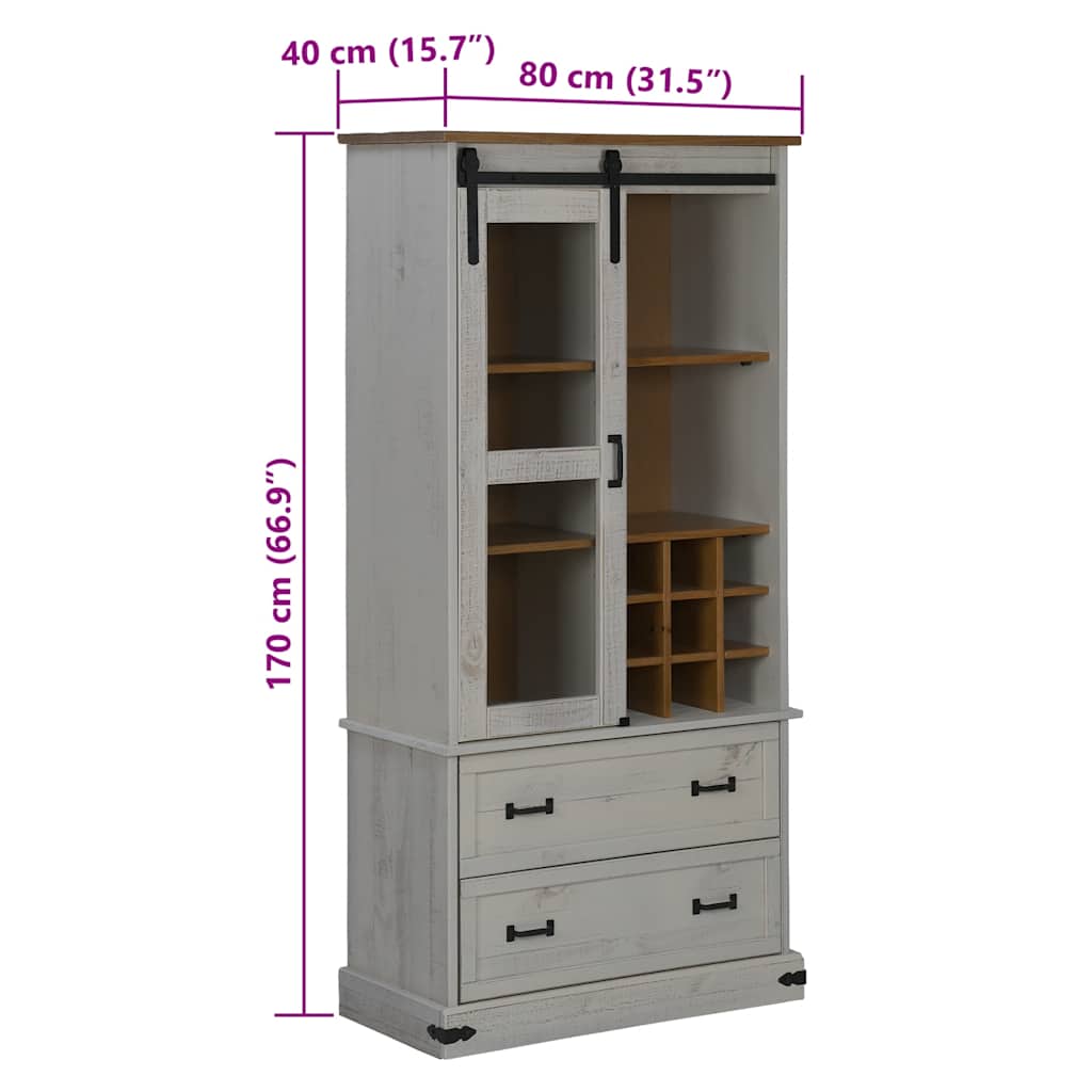 Wine Cabinet Halden With Wine Racks And Sliding Door Pine
