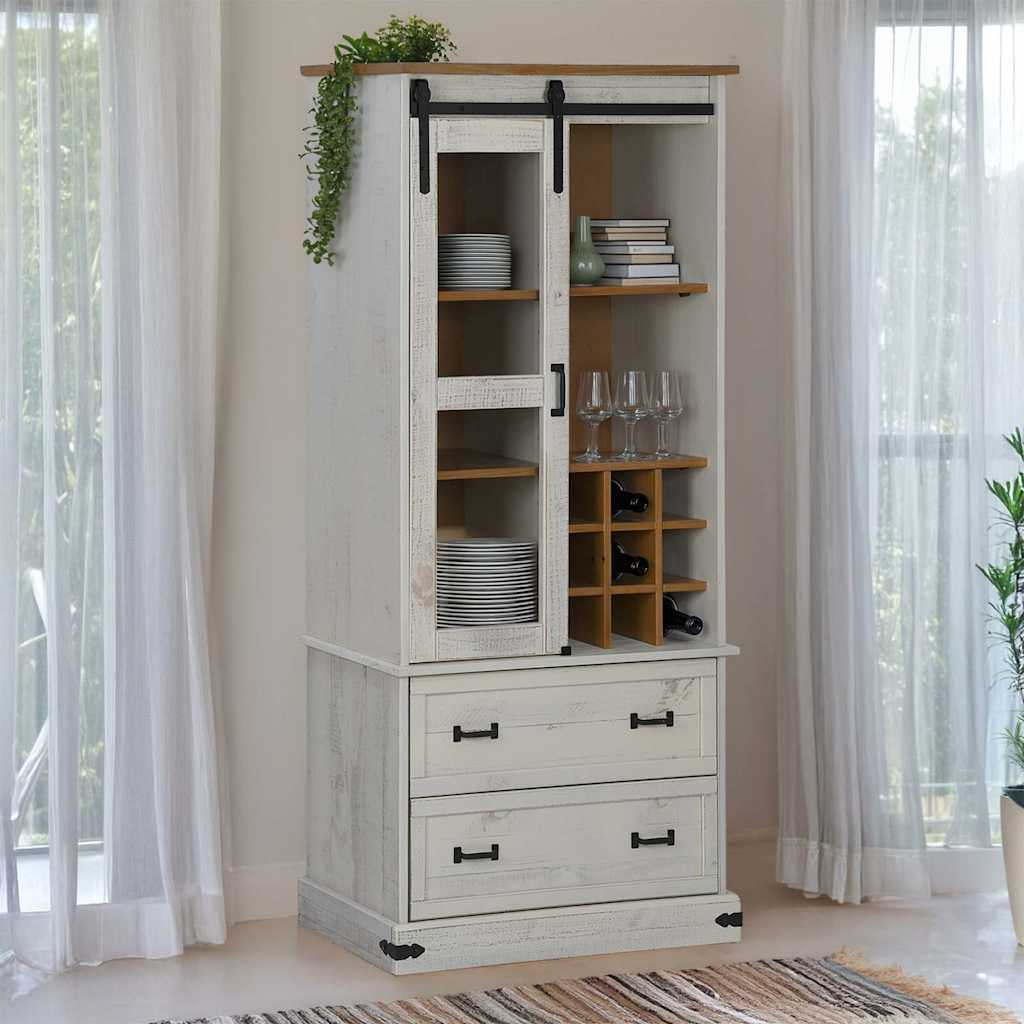 Wine Cabinet Halden With Wine Racks And Sliding Door Pine