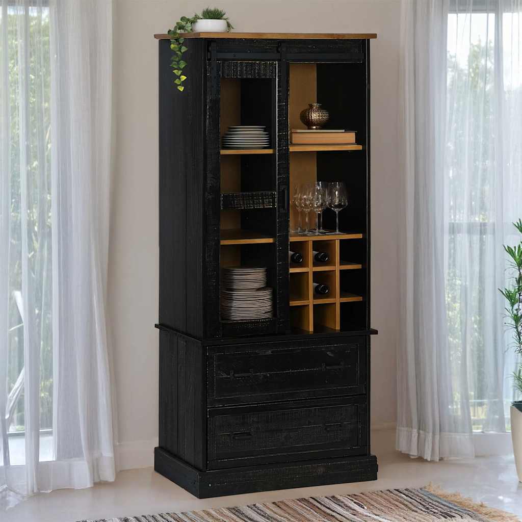 Wine Cabinet Halden With Wine Racks And Sliding Door Pine