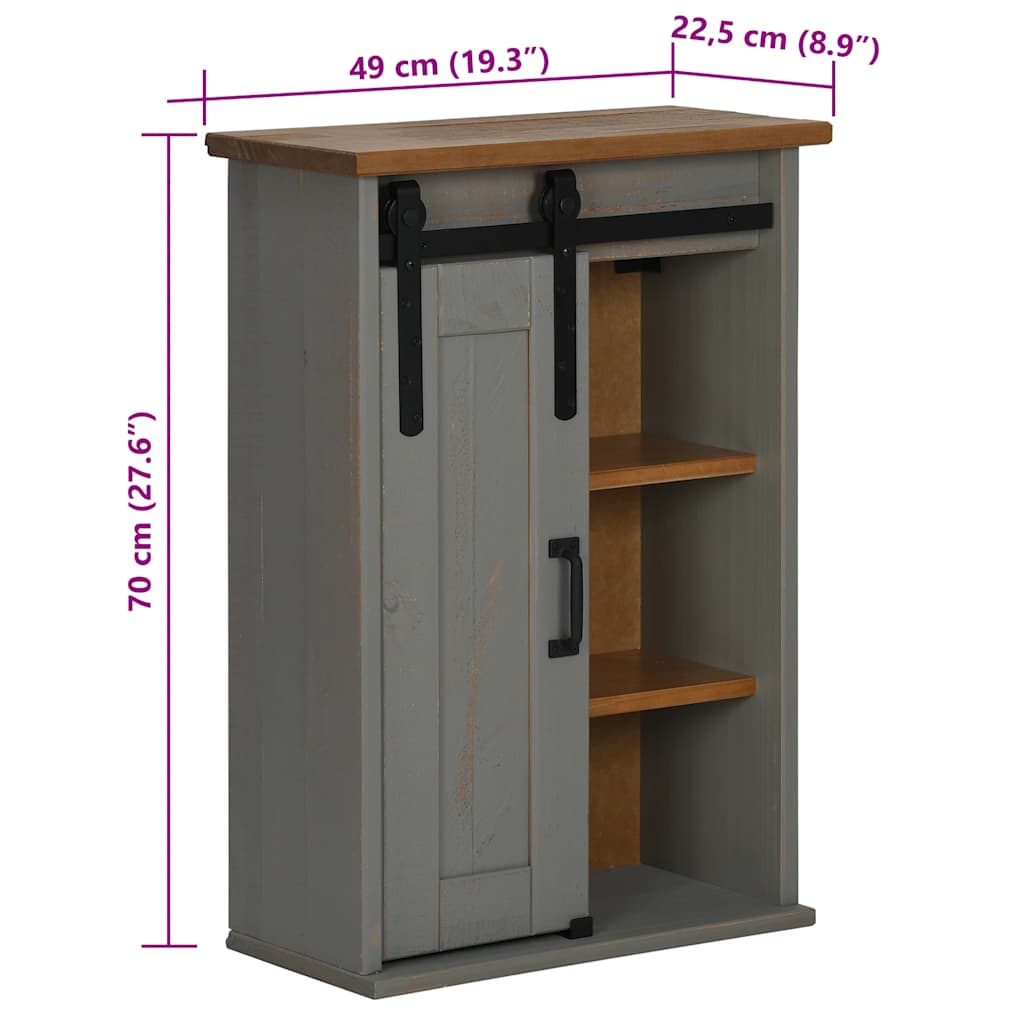 Hanging Cabinet Halden With Sliding Door 49X22.5X70 Cm Pine