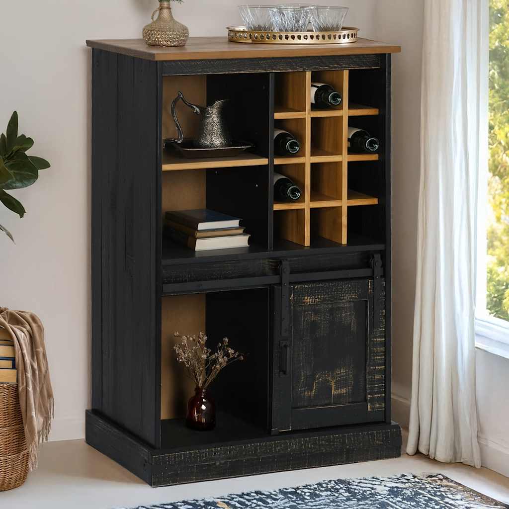 Wine Cabinet Halden With Wine Racks And Sliding Door Pine