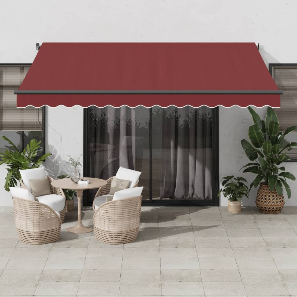 Manual Retractable Awning With Led Orange And Brown