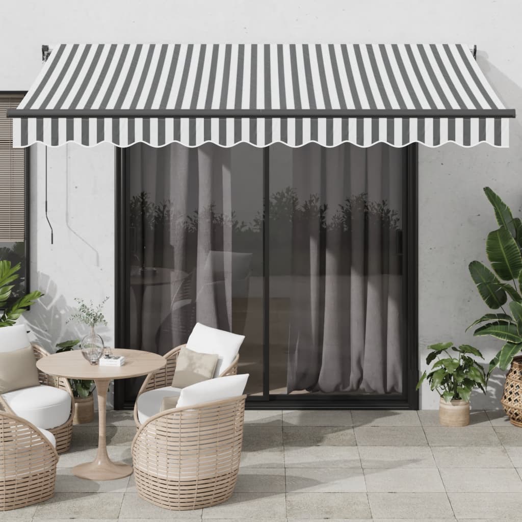 Automatic Retractable Awning With Leds Anthracite&White