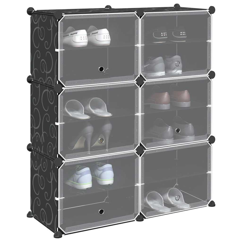 Storage Cube Organiser With 8 Cubes And Doors Black Pp