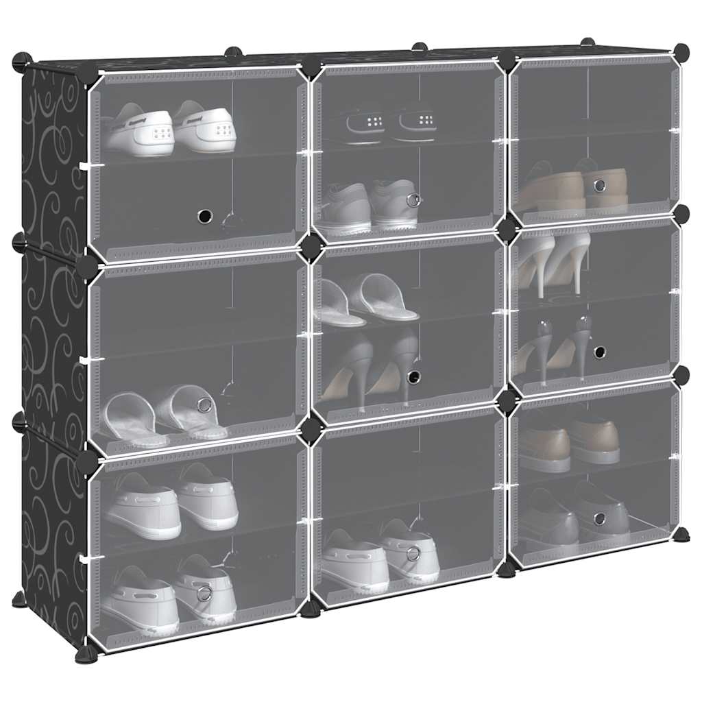 Storage Cube Organiser With 8 Cubes And Doors Black Pp