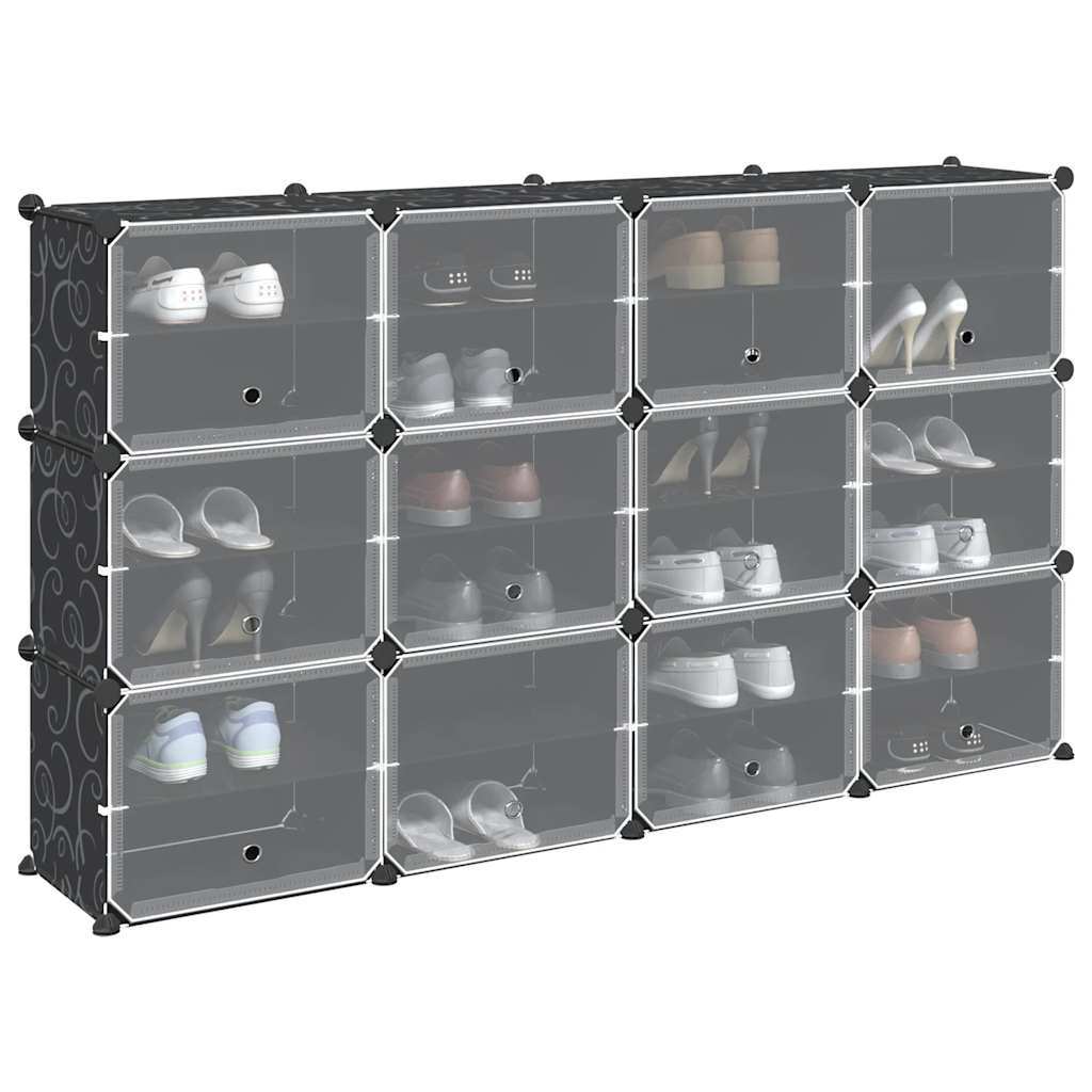 Storage Cube Organiser With 8 Cubes And Doors Black Pp