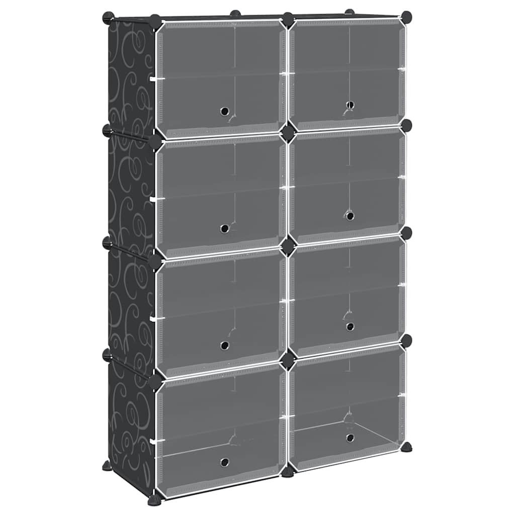 Storage Cube Organiser With 8 Cubes And Doors Black Pp