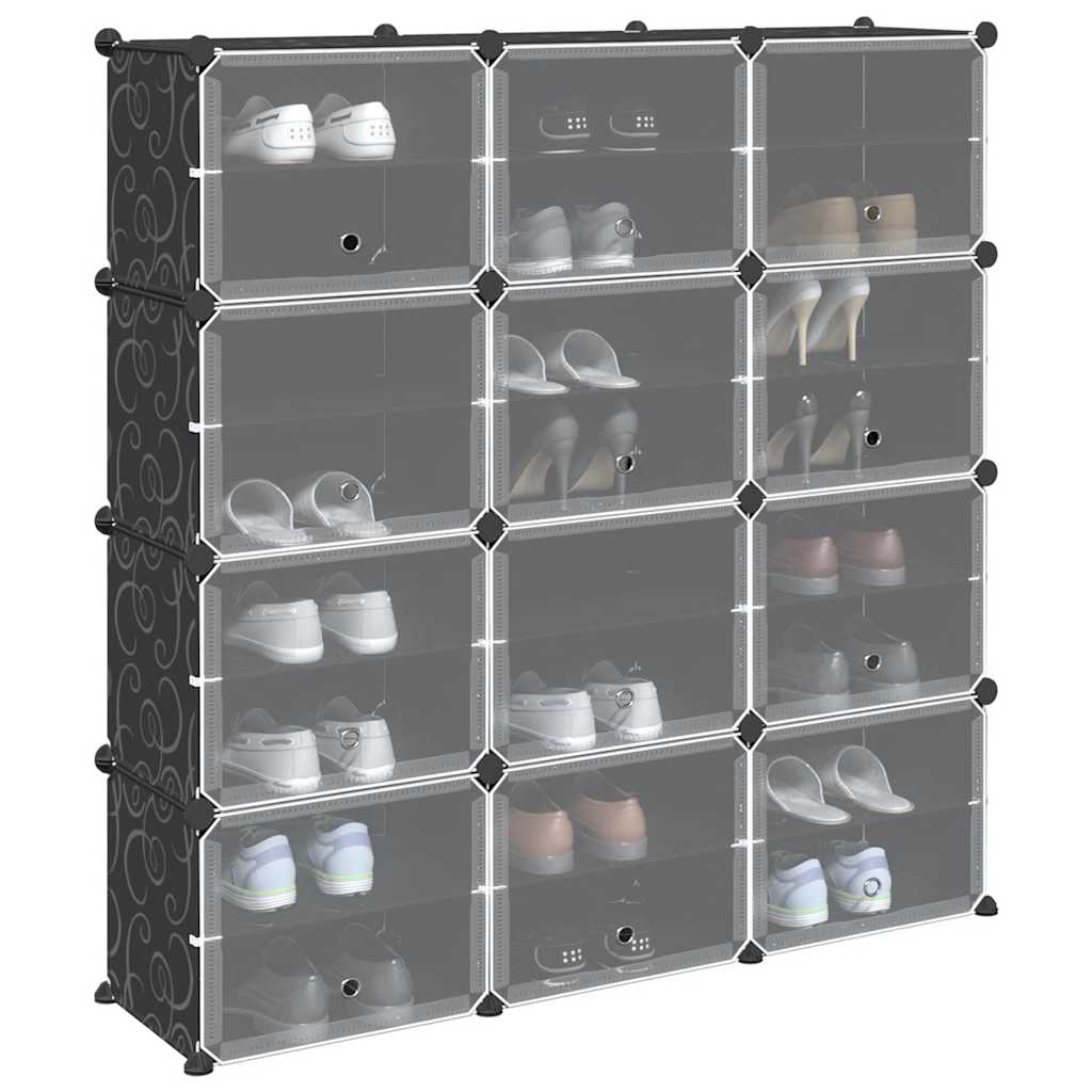 Storage Cube Organiser With 8 Cubes And Doors Black Pp
