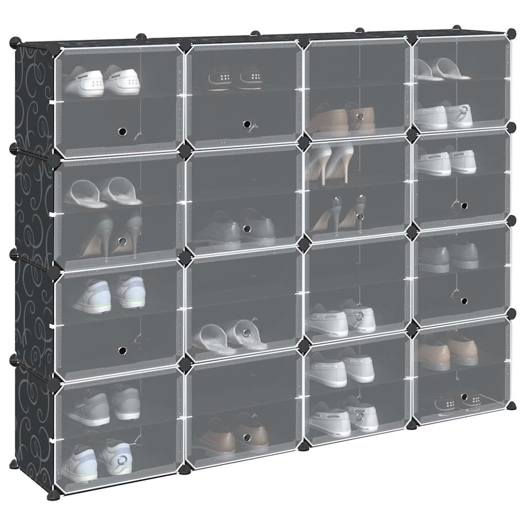 Storage Cube Organiser With 8 Cubes And Doors Black Pp