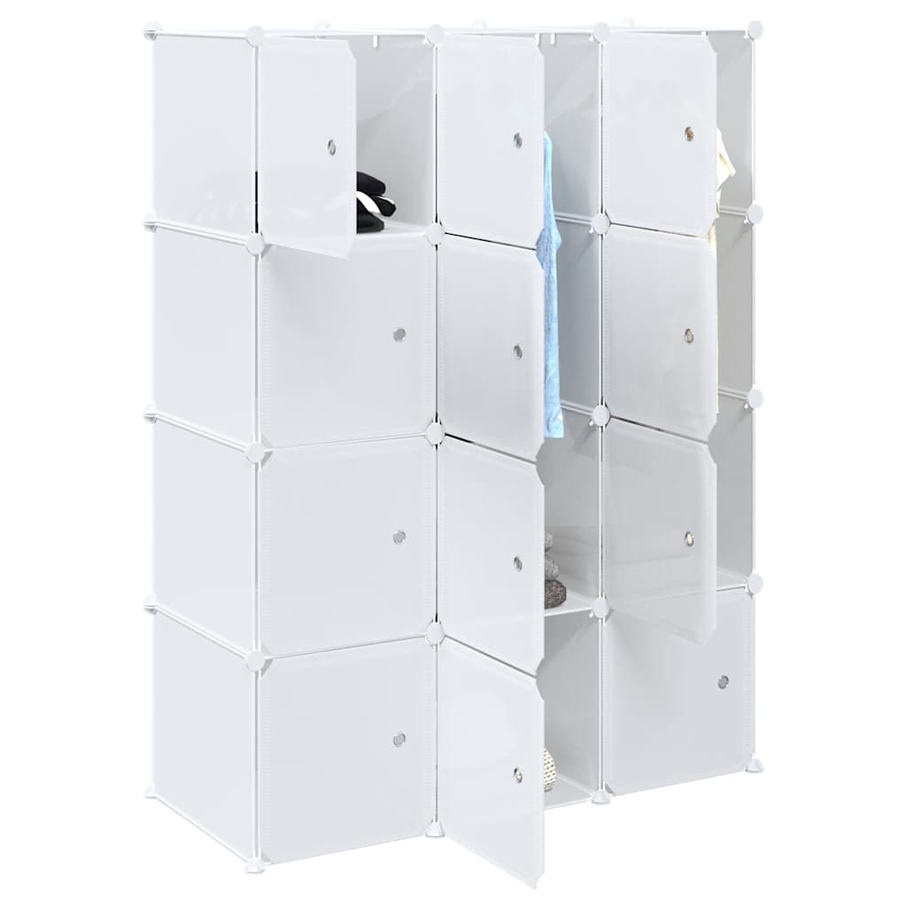 Storage Cube Organiser With 16 Cubes And Hanging Rods Pp
