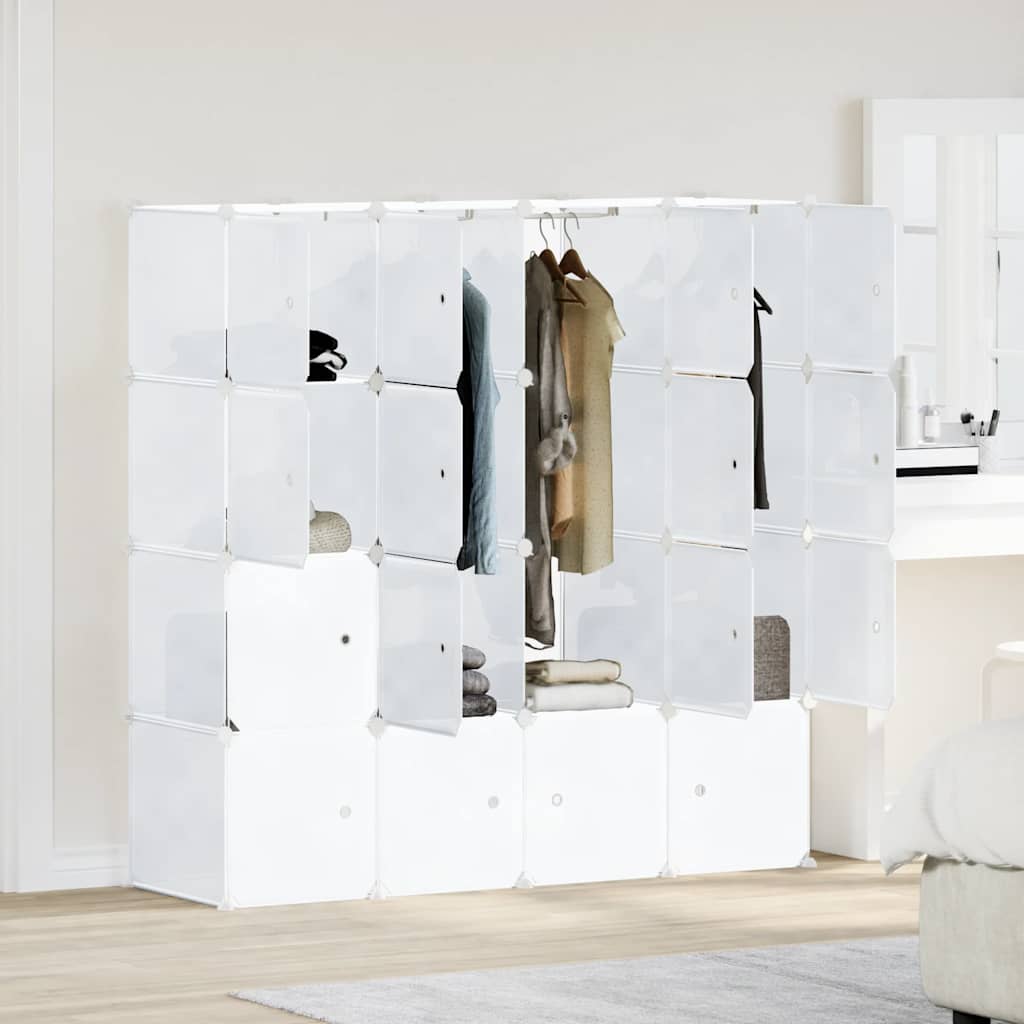 Storage Cube Organiser With 16 Cubes And Hanging Rods Pp