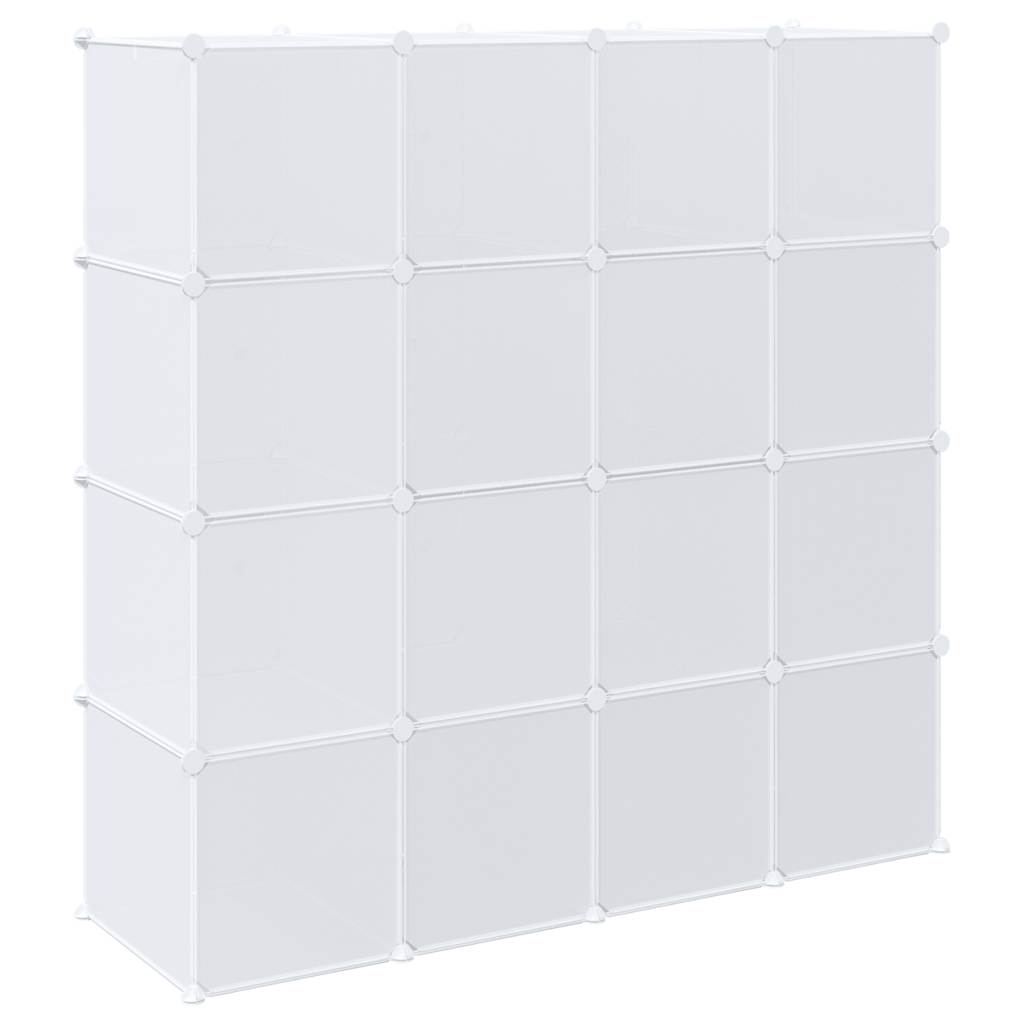Storage Cube Organiser With 16 Cubes And Hanging Rods Pp