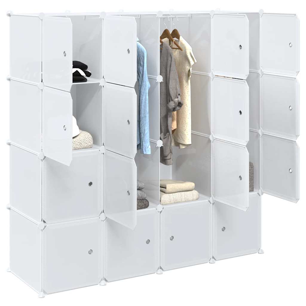 Storage Cube Organiser With 16 Cubes And Hanging Rods Pp