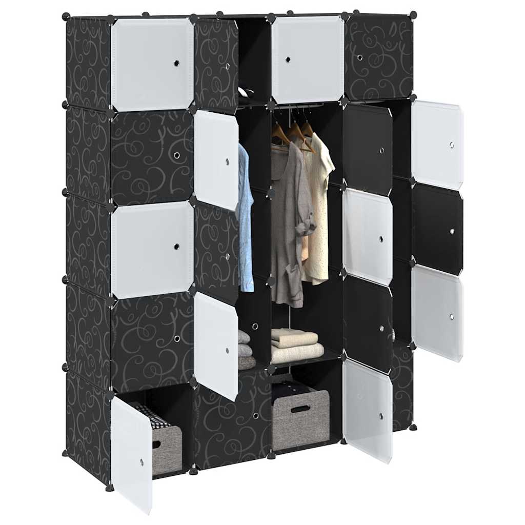 Storage Cube Organiser With 16 Cubes And Hanging Rods Pp