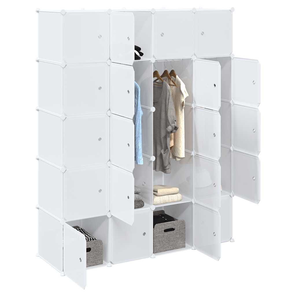 Storage Cube Organiser With 16 Cubes And Hanging Rods Pp
