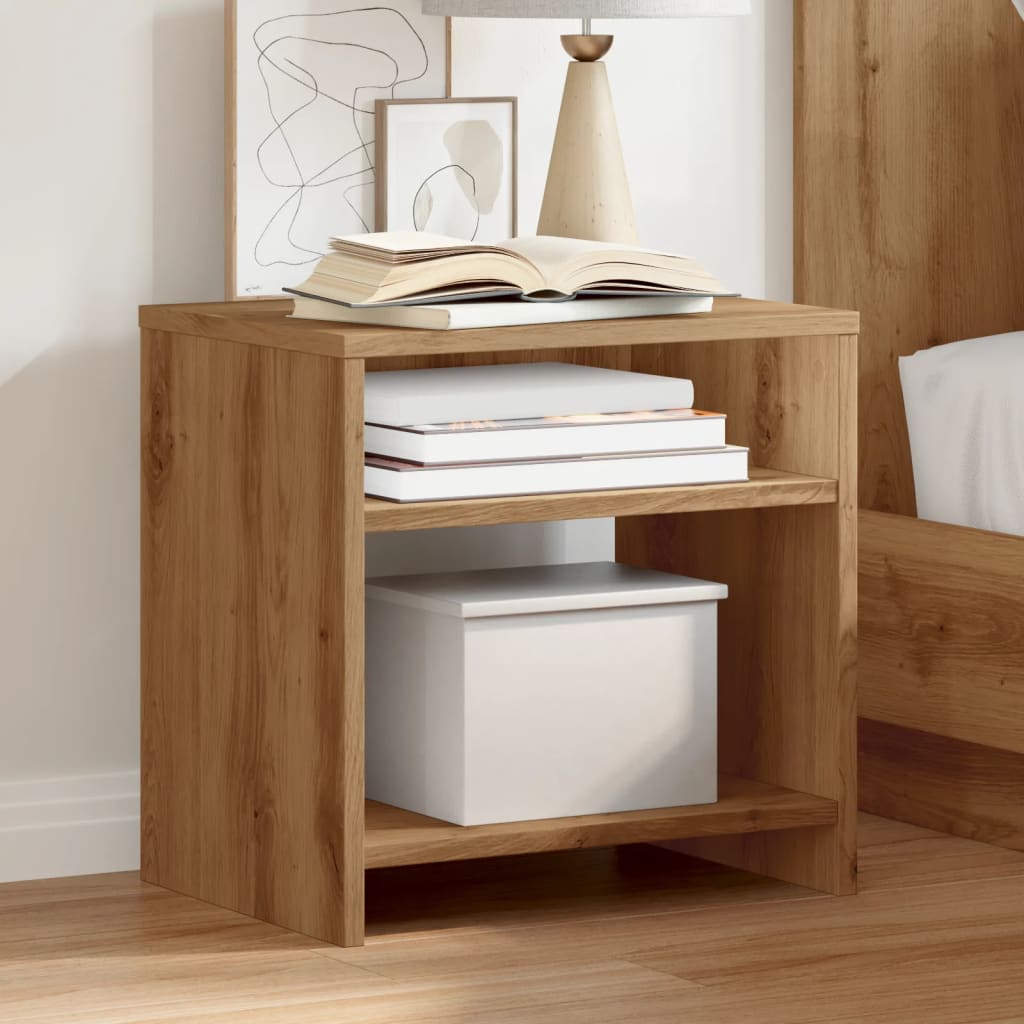 Bedside Cabinet White And Sonoma Oak 40X30X40 Cm Engineered Wood