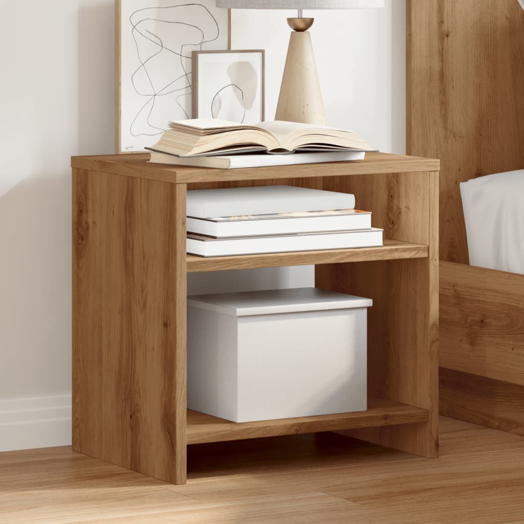 Bedside Cabinet White And Sonoma Oak 40X30X40 Cm Engineered Wood