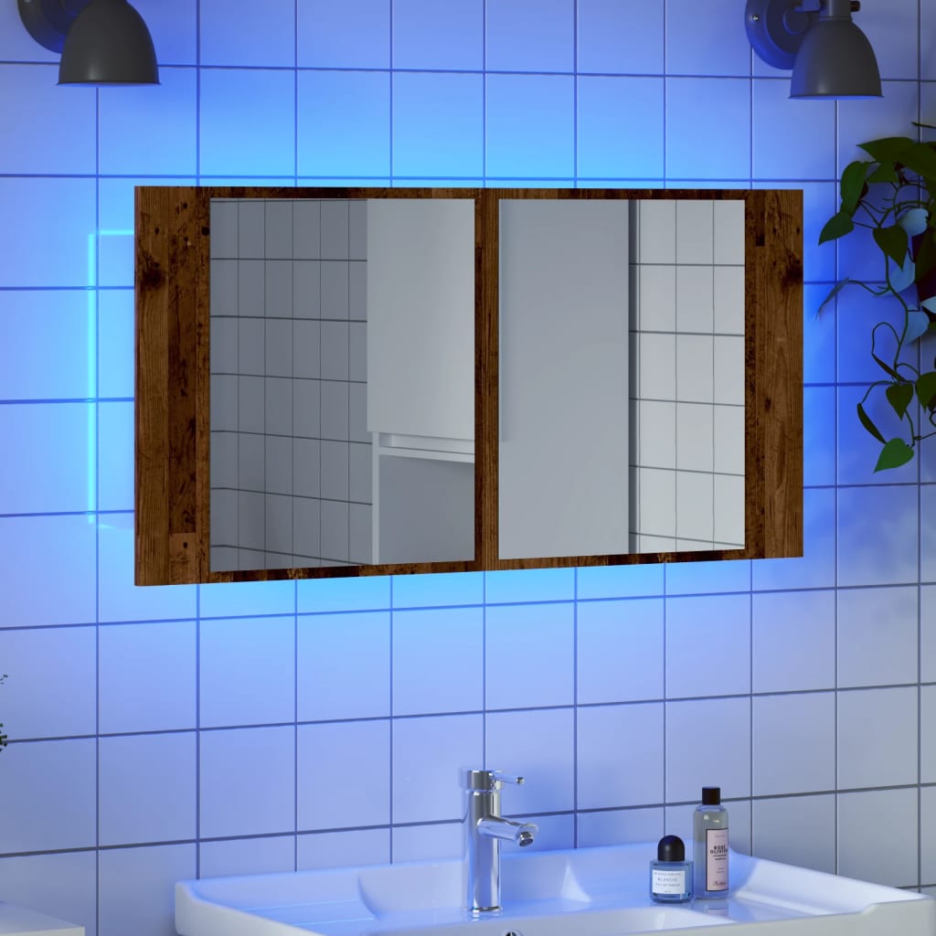Led Bathroom Mirror Cabinet 90X12X45 Cm Acrylic