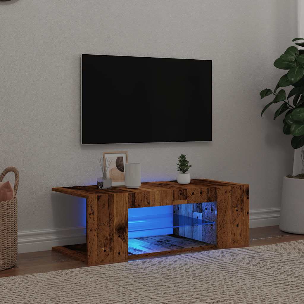 Tv Cabinet With Led Lights 90X39X30 Cm