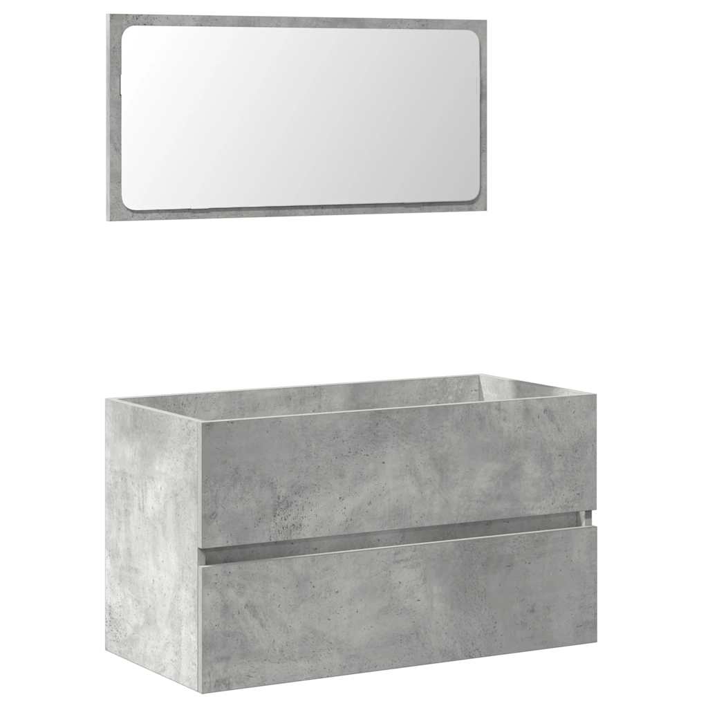 Bathroom Cabinet With Mirror Concrete Grey Engineered Wood
