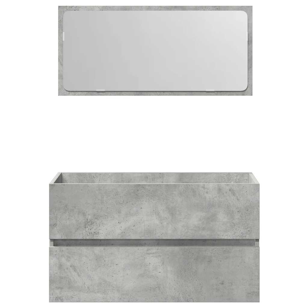 Bathroom Cabinet With Mirror Concrete Grey Engineered Wood