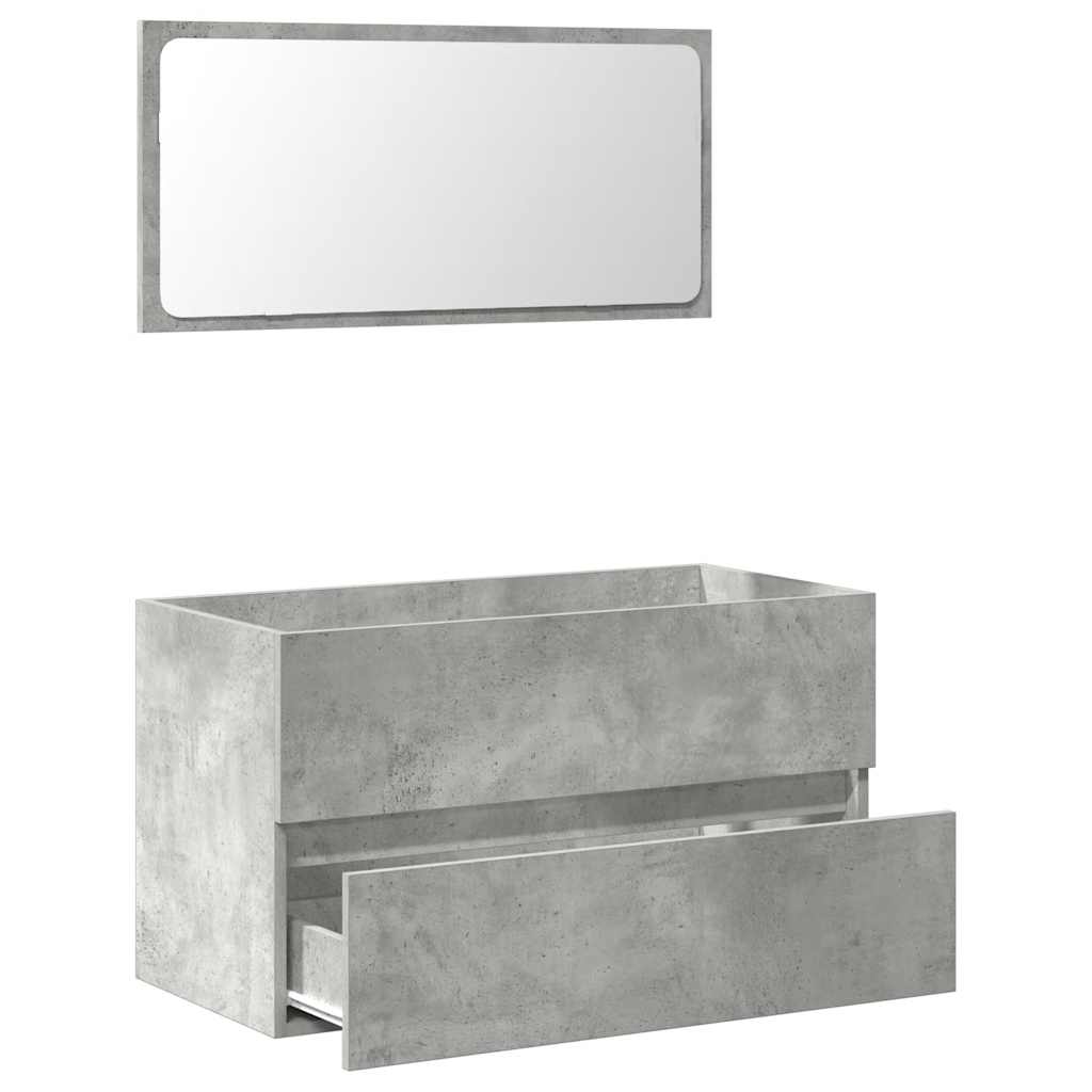 Bathroom Cabinet With Mirror Concrete Grey Engineered Wood